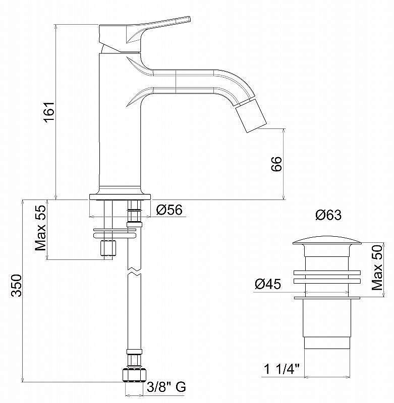 Смеситель для биде CezaresFUSION-BSM1-CNE хром/черный купить в интернет-магазине сантехники Sanbest