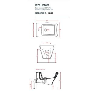 Биде подвесное Artceram JAZZ JZB001 01 10 белый/декор черные линии купить в интернет-магазине Sanbest