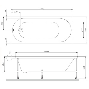 Ванна акриловая AM.PM X-Joy W94A-160-070W-A 160х70 купить в интернет-магазине Sanbest