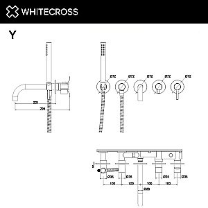 Смеситель для ванны WhiteCross Y Y1240GLB матовое золото купить в интернет-магазине сантехники Sanbest
