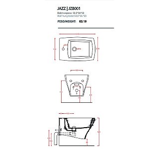 Биде подвесное Artceram JAZZ JZB001 01 10 белый/декор черные линии купить в интернет-магазине Sanbest