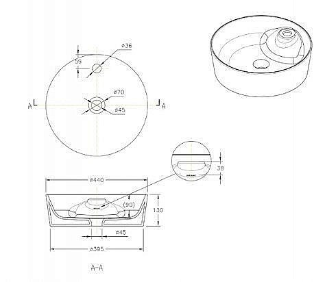 Раковина накладная Bravat Affability 44 C22239W-1-ENG белая купить в интернет-магазине Sanbest