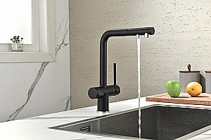 Смеситель для кухни Paulmark Serpentine Se213222-BLM черный купить в интернет-магазине сантехники Sanbest