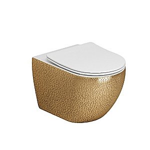 Унитаз подвесной Grossman Color GR-4411GWLS безободковый, с крышкой микролифт, золото/с декором купить в интернет-магазине Sanbest