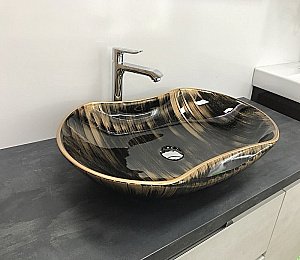 Раковина накладная Ceramalux MNC 66,5 7097 черная, бронзовая купить в интернет-магазине Sanbest