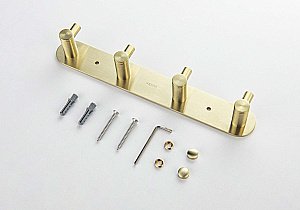 Планка с 4 крючками Aquatek Европа AQ4123BG золото шлифованное купить в интернет-магазине сантехники Sanbest