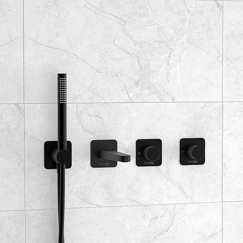 Смеситель для ванны WasserKRAFT Fulda SET2859 черный матовый купить в интернет-магазине сантехники Sanbest