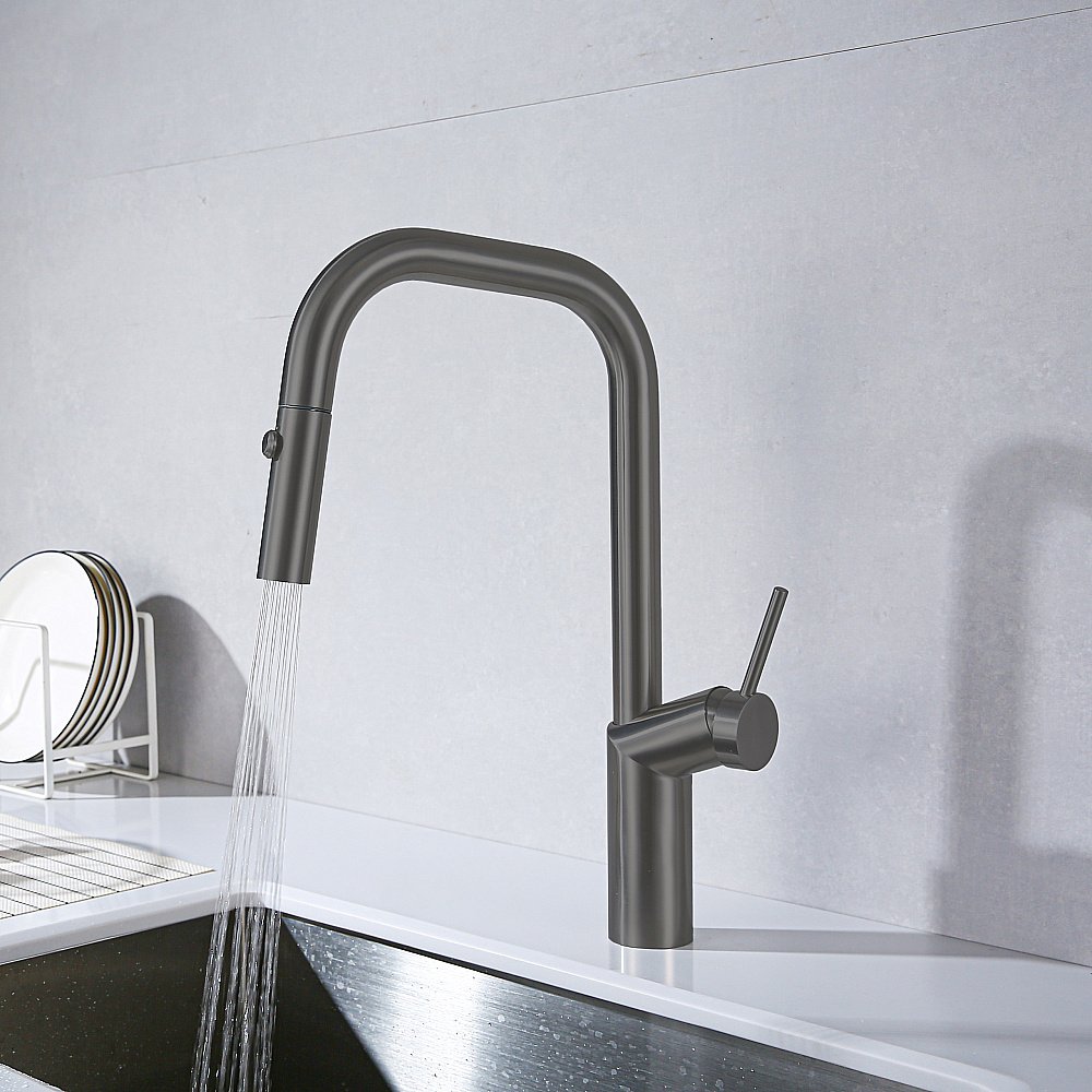 Смеситель для кухни Vincea VKF-107GM вороненая сталь купить в интернет-магазине сантехники Sanbest