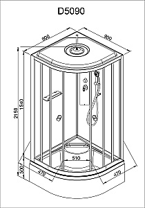 Душевая кабина AvaCan D Серия D5090 LED 90х90 с гидромассажем, с подсветкой купить в интернет-магазине Sanbest