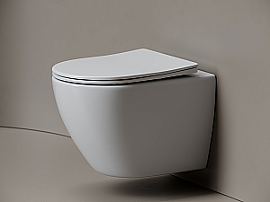 Унитаз подвесной Ceramica Nova Mia CN1805T белый, безободковый, с крышкой микролифт, слив торнадо купить в интернет-магазине Sanbest