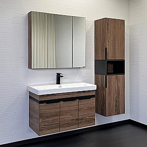 Тумба с раковиной Comforty Соло 00-00010979 90 дуб тёмно-коричнвый для ванной в интернет-магазине Sanbest