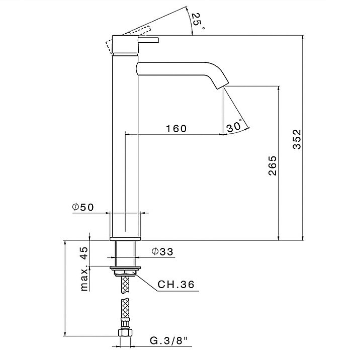 Смеситель для раковины Cisal LESS NEW LN00454021 хром купить в интернет-магазине сантехники Sanbest