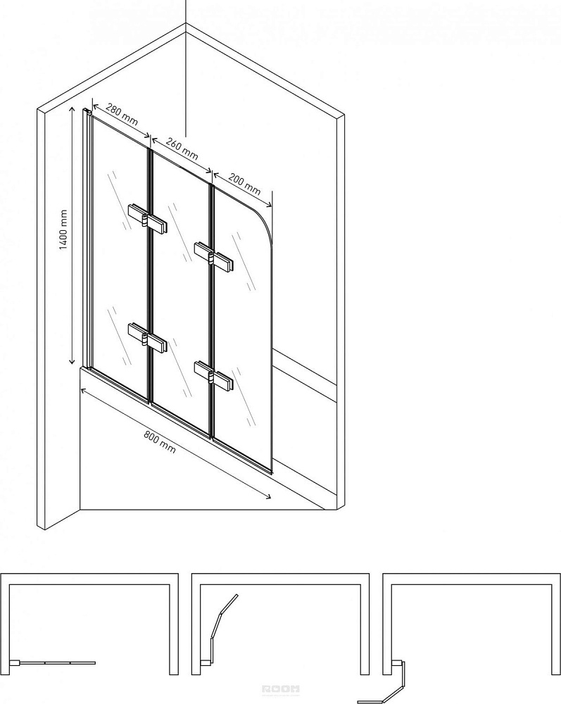 Шторка для ванны BERGES СITY 2.0 062012 80x140 купить в интернет-магазине Sanbest