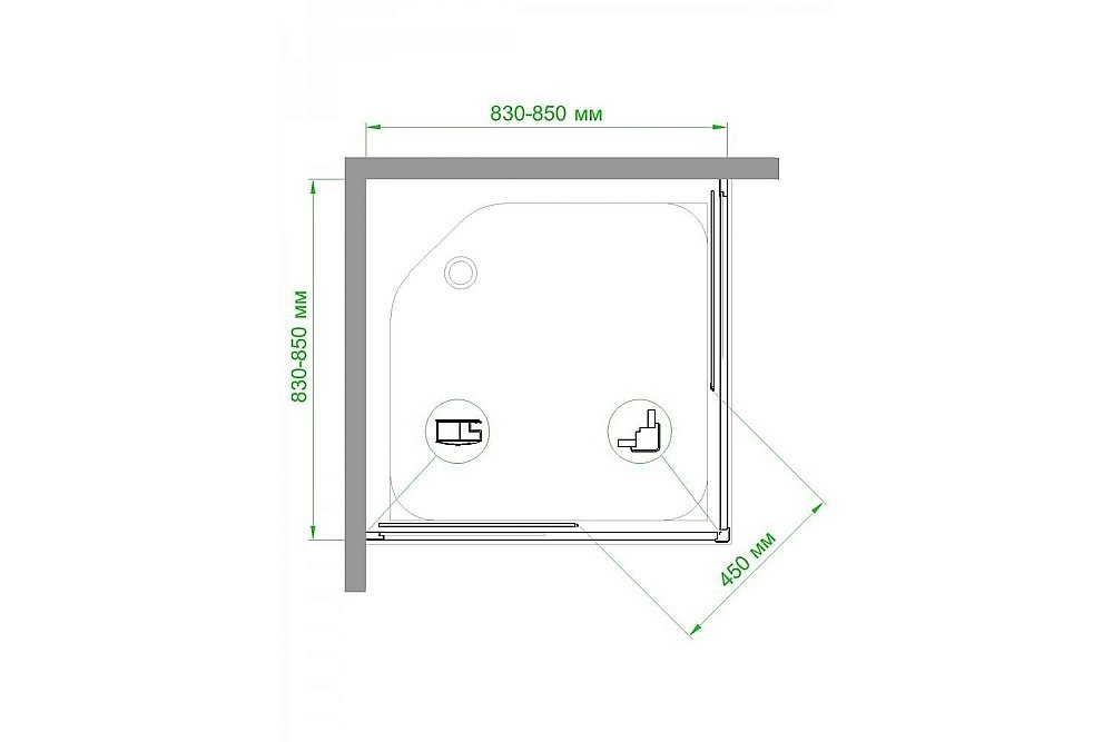 Душевой уголок Royal Bath RB85HPD-C 85х85 матовый купить в интернет-магазине Sanbest