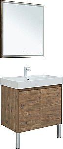 Тумба с раковиной Aquanet Nova Lite 75 с зеркалом, 2 дверцы дуб рустикальный для ванной в интернет-магазине Sanbest