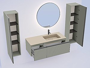 Тумба с раковиной Armadi Art QUATRO 2 120 FUGA LUNA/профиль ANTHRACITE/раковина DAPHNE для ванной в интернет-магазине Sanbest