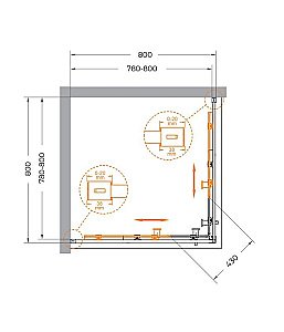 Душевой уголок Cezares Relax 80x80 RELAX-304-A-2-80-C-BORO стекло прозрачное/профиль матовое брашированное золото купить в интернет-магазине Sanbest