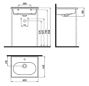 Раковина мебельная Bien Ferra 60 FELK060B1FD1W5000 белая купить в интернет-магазине Sanbest