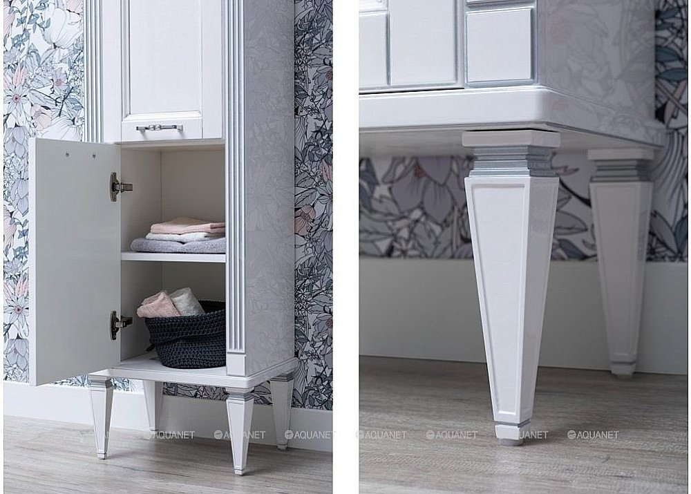 Шкаф-пенал Aquanet Селена 40 белый/серебро для ванной в интернет-магазине сантехники Sanbest