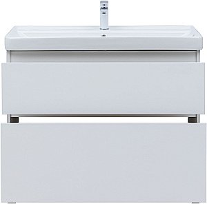 Тумба с раковиной Aquanet Вега 100 344125+323884 белая глянцевая для ванной в интернет-магазине Sanbest
