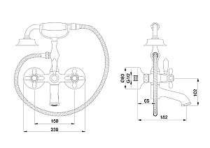 Смеситель для ванны с душем WONZON & WOGHAND RETRO, Темный графит (WW-88639020-BGM) купить в интернет-магазине сантехники Sanbest
