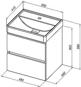 Тумба с раковиной Aquanet Вега 2.0 337952/301802 50 черный для ванной в интернет-магазине Sanbest