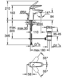 Смеситель для раковины Grohe Eurostyle 23707003 хром купить в интернет-магазине сантехники Sanbest