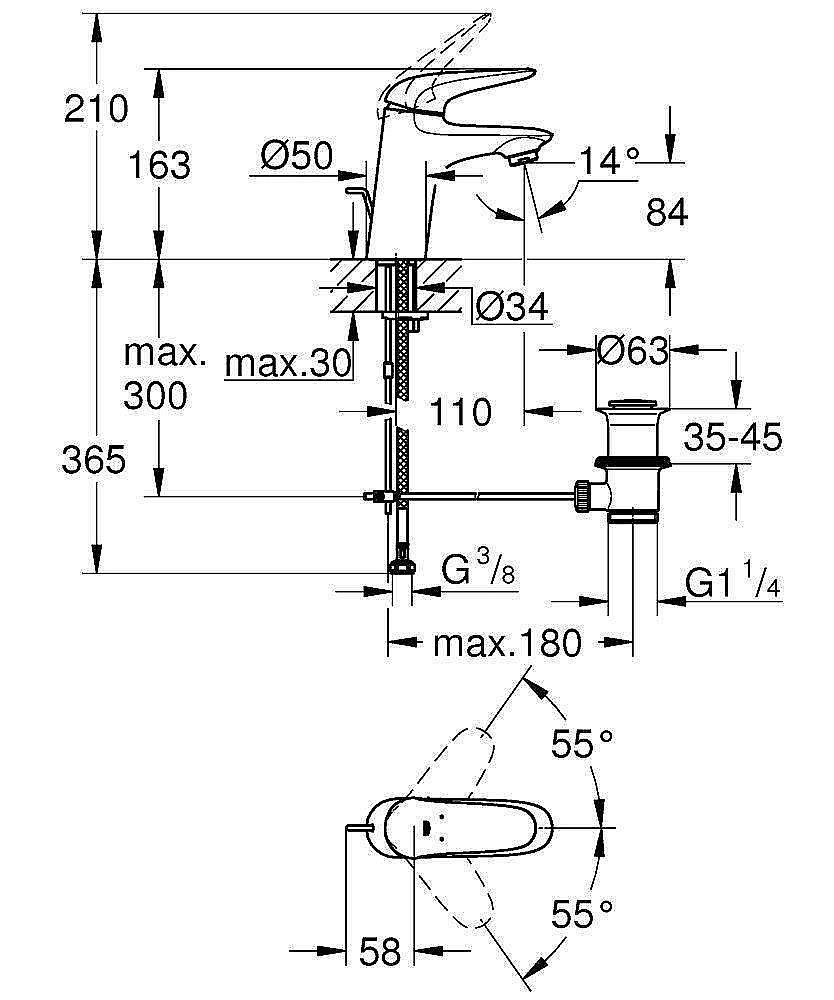 Смеситель для раковины Grohe Eurostyle 23707003 хром купить в интернет-магазине сантехники Sanbest