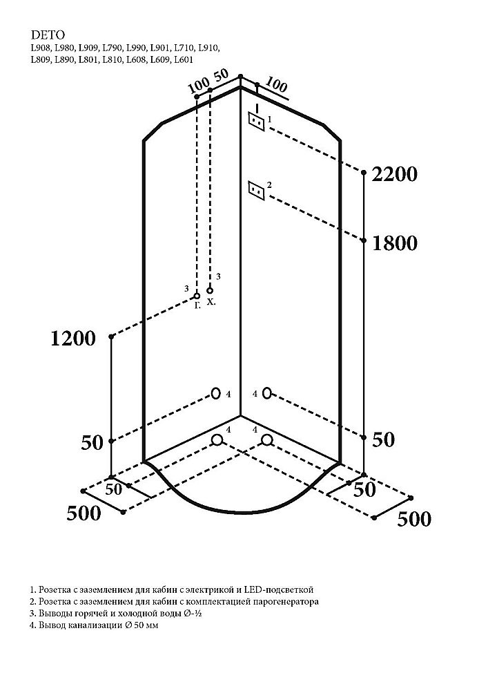 Душевая кабина DTO L790 90x90 матовая с рисунком/сатин купить в интернет-магазине Sanbest