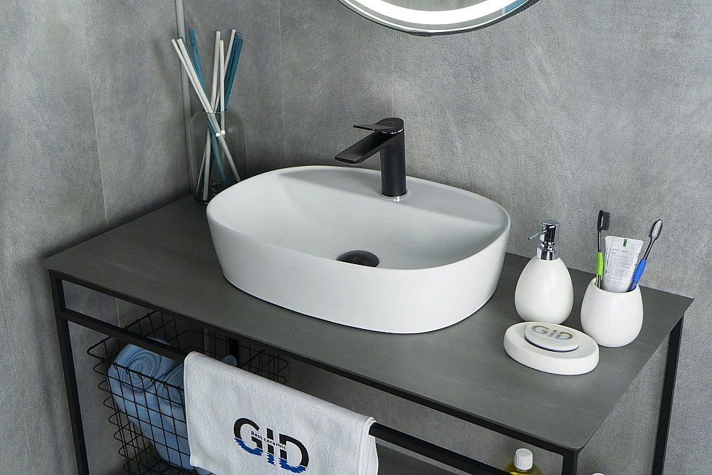 Раковина накладная Gid Lago 50 N9045 51166 белая купить в интернет-магазине Sanbest