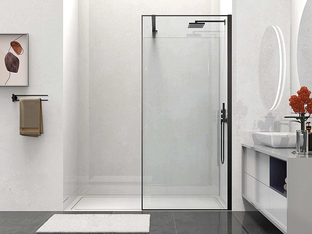 Душевое ограждение Vincea Walk-In VSW-1HS800CLB 80 стекло прозрачное/профиль черный матовый купить в интернет-магазине Sanbest