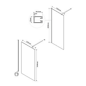 Душевая перегородка Vincea Walk-In VSW-1H110CLGM 110 вороненая сталь/стекло прозрачное купить в интернет-магазине Sanbest