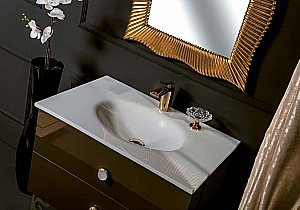 Тумба с раковиной Armadi Art Neoart 80 под моноблок стекло шоколад для ванной в интернет-магазине Sanbest