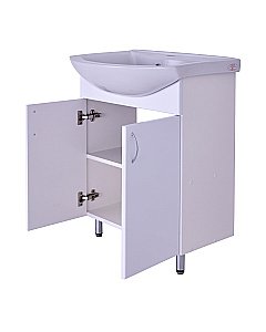 Тумба с раковиной Orange Лайт LA-60TUW+GR белая для ванной в интернет-магазине Sanbest