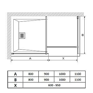 Душевое ограждение PAINI WalkIN80G 80 стекло прозрачное/профиль черный купить в интернет-магазине Sanbest