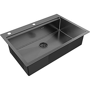 Кухонная мойка Paulmark Kroner-Pro 75 PM707551-GM вороненая сталь купить в интернет-магазине сантехники Sanbest