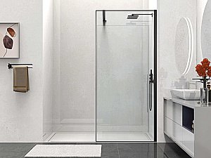 Душевое ограждение Vincea Walk-In VSW-1HS800CLB 80 стекло прозрачное/профиль черный матовый купить в интернет-магазине Sanbest