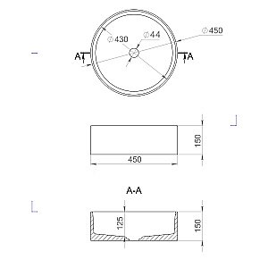 Раковина накладная Salini ARMONIA 02 130112SMF 45 из искусственного камня S-Stone, матовая, цвет по RAL полностью купить в интернет-магазине Sanbest