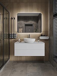 Тумба с раковиной Orange Otto 100 Ot-100TuMDF+B07-420W белая глянцевая для ванной в интернет-магазине Sanbest