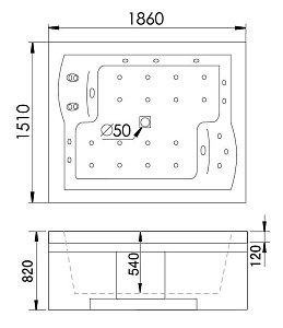 Гидромассажная ванна Gemy Face to You G9052-II O 186х151 купить в интернет-магазине Sanbest