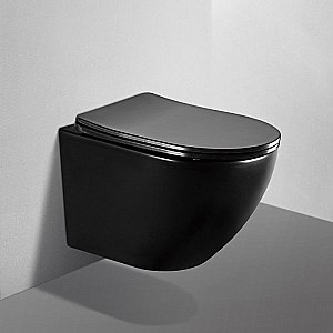 Унитаз подвесной ABBER BEQUEM AC1100MB с крышкой микролифт, безободковый, черный матовый купить в интернет-магазине Sanbest