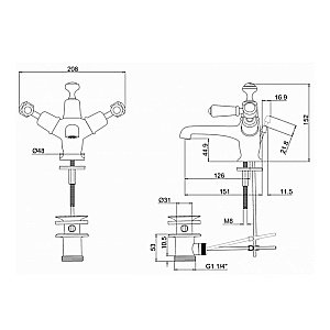 Смеситель для раковины Burlington KE4-QT BLA купить в интернет-магазине сантехники Sanbest