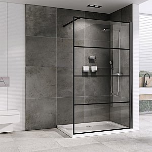 Душевое ограждение ABBER Immer Offen AG65120B 120 стекло прозрачное/профиль черный купить в интернет-магазине Sanbest