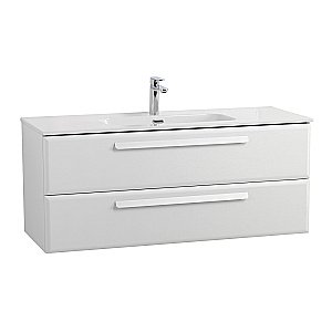 Тумба с раковиной Cezares ECO-CER-N 120 ECO-CER-N-1200-2C-SO-BL белая глянцевая для ванной в интернет-магазине Sanbest