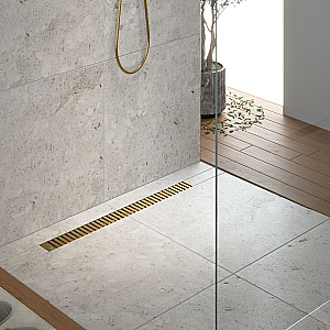 Душевой лоток TIMO Drain System 900 с вставкой "lines", Золото матовое купить в интернет-магазине Sanbest