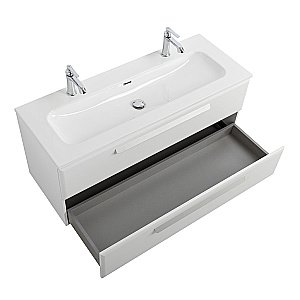 Тумба с раковиной Cezares ECO-CER-N 120 ECO-CER-N-1200-2C-SO-BL белая глянцевая для ванной в интернет-магазине Sanbest