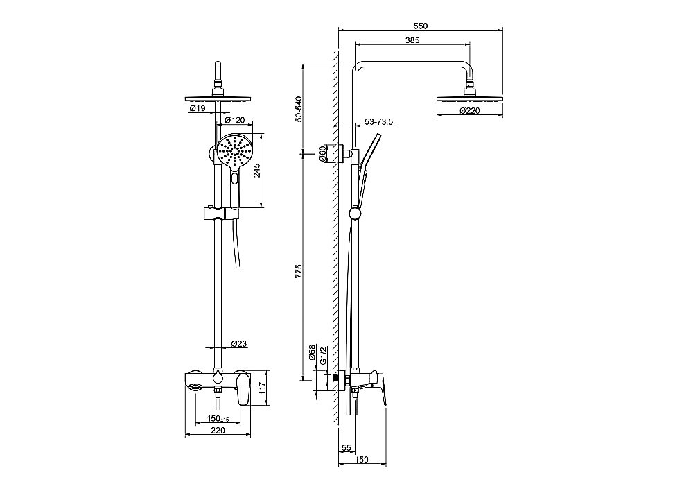 Душевая система Aquatek БЕТТА AQ2140MB черная матовая купить в интернет-магазине сантехники Sanbest