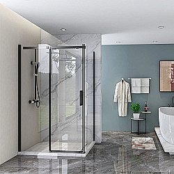 Душевой уголок Veconi Rovigo RV070-16080PR-01-19C4 160х80 стекло прозрачное/профиль черный матовый купить в интернет-магазине Sanbest