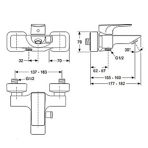 Смеситель для ванны Ideal Standard Strada A5848AA купить в интернет-магазине сантехники Sanbest