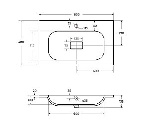 Тумба с раковиной Cezares RELAX 80 дуб карамельный для ванной в интернет-магазине Sanbest